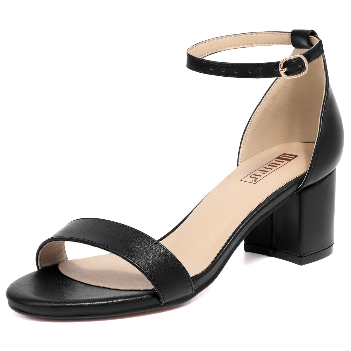 IDIFU Women's Cookie-LO Low Block Heels Chunky Sandals Ankle Strap Wedding Dress Pump Shoes
