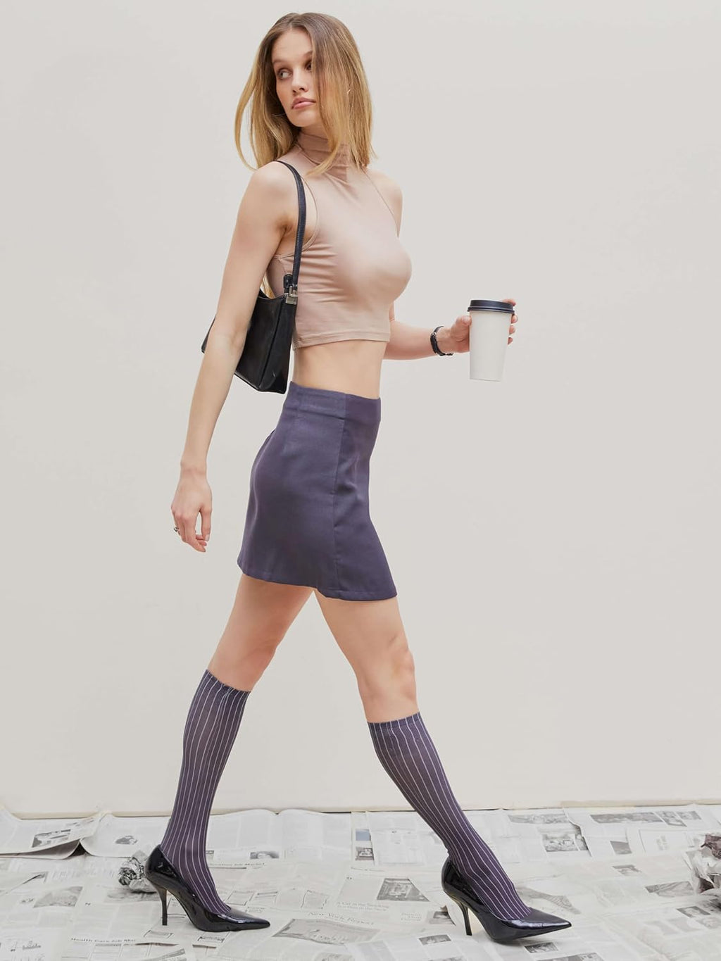 CIDER Mini Skirt High Waist Split Party Basic A Line Skirt