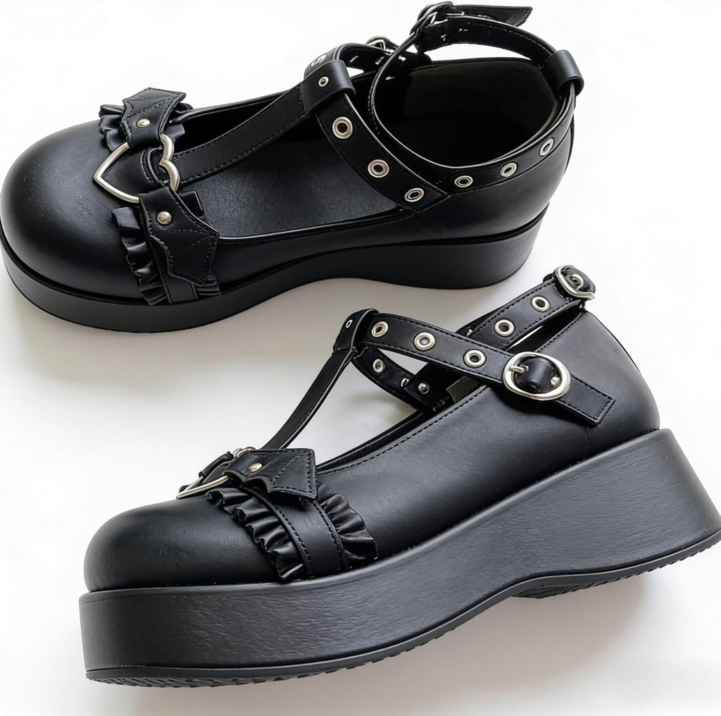 CELNEPHO Mary Jane Shoes Women Platform Pumps Ankle Strap Goth Dress Shoes