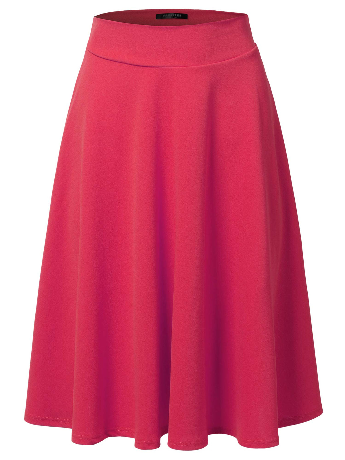 SSOULM A-Line Midi Skirt - Made in USA - Stretchy High Waisted Flare Skirts with Plus Size