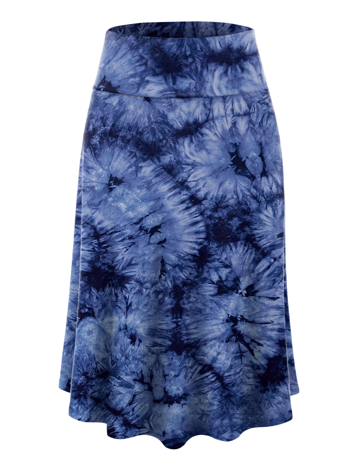 Lock and Love Women's Solid Ombre Lightweight Flare Midi Pull On Closure Skirt S-XXXL Plus Size