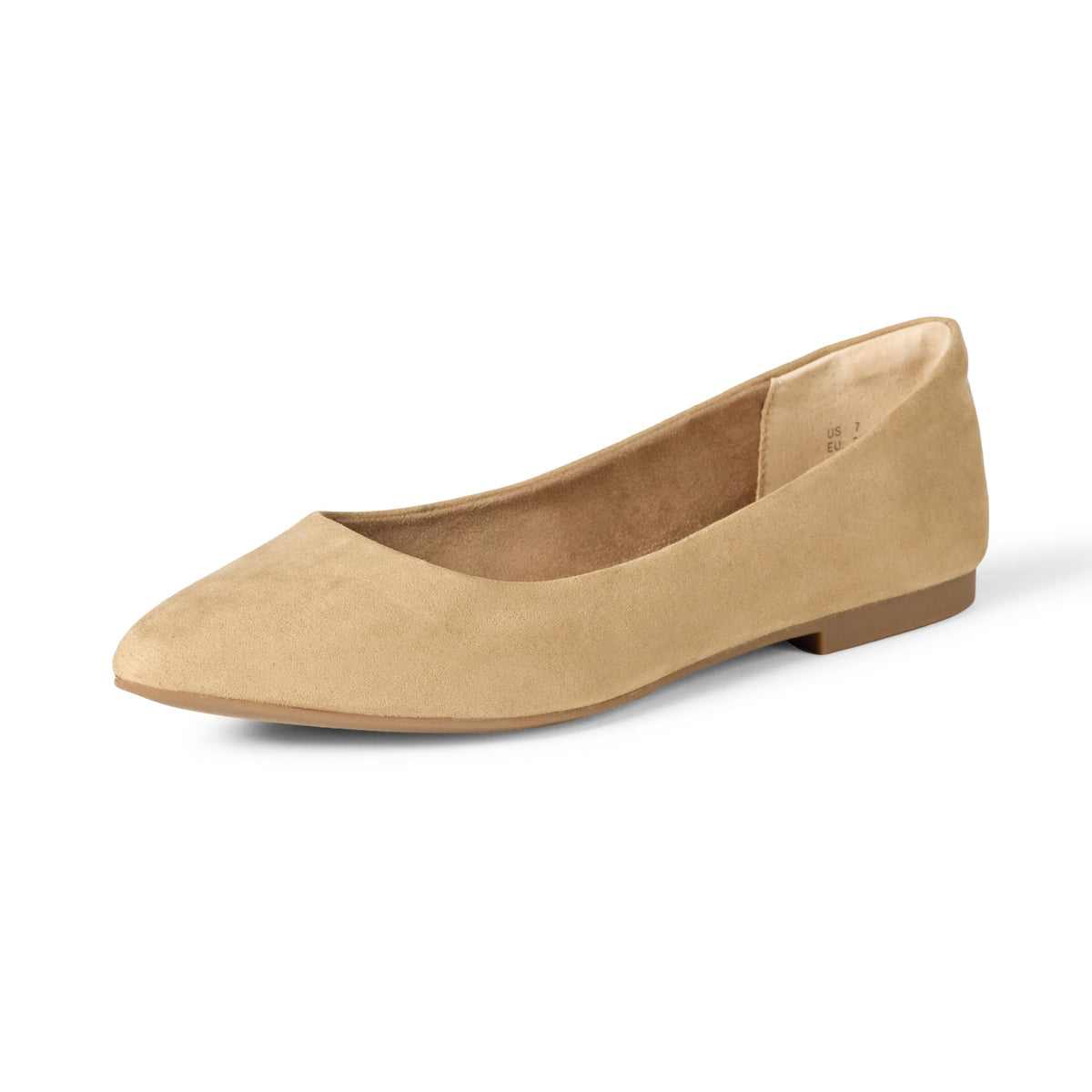 Amazon Essentials Women's Cushioned Pointed-Toe Ballet Flat, Slip-on Non-Slip Work Shoes Regular and Wide Widths