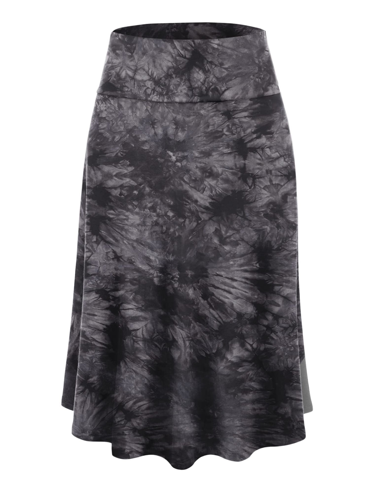 Lock and Love Women's Solid Ombre Lightweight Flare Midi Pull On Closure Skirt S-XXXL Plus Size