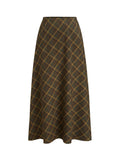 CIDER Womens Plaid Maxi Skirt A Line Pleated Gingham