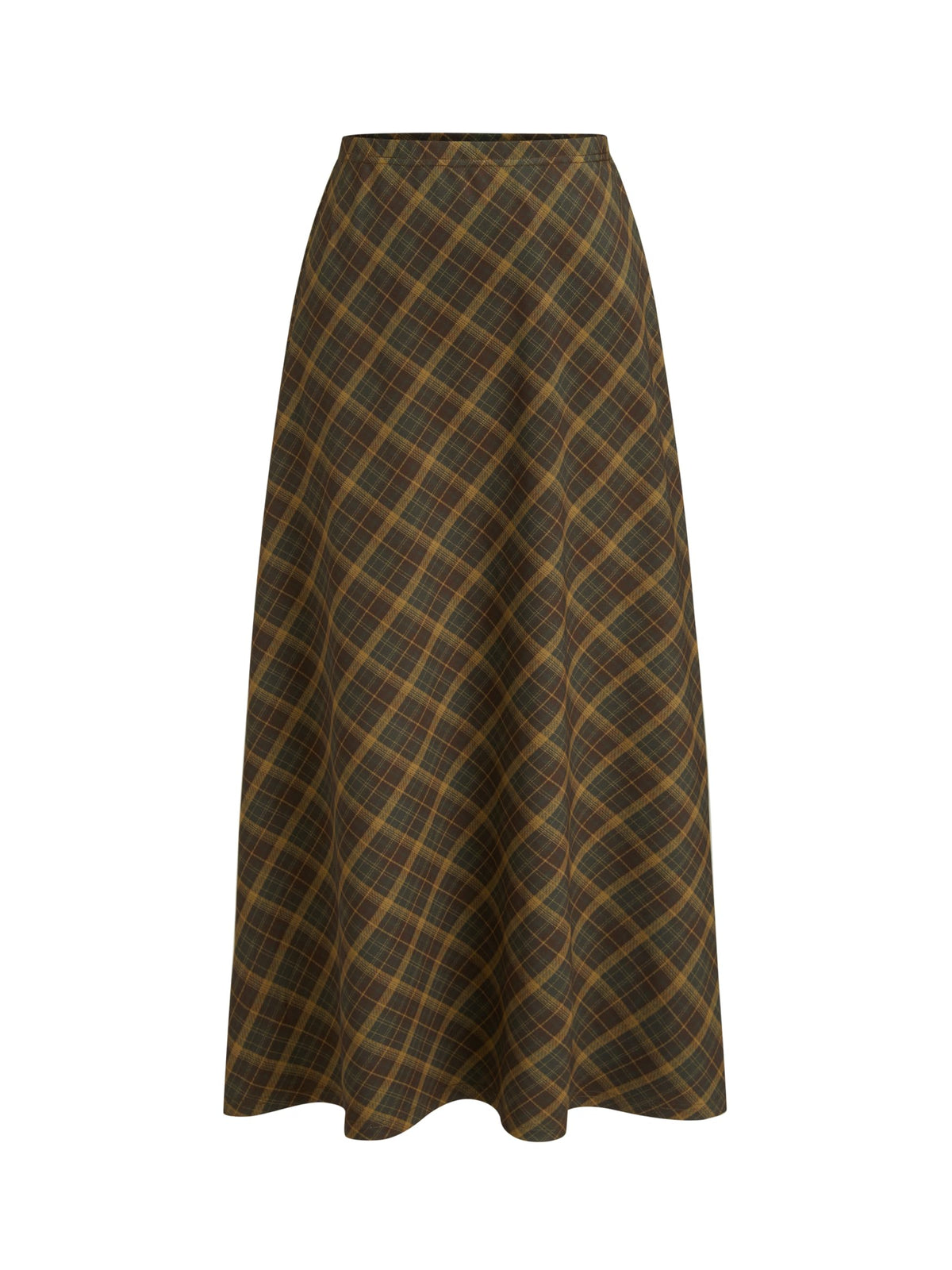 CIDER Womens Plaid Maxi Skirt A Line Pleated Gingham
