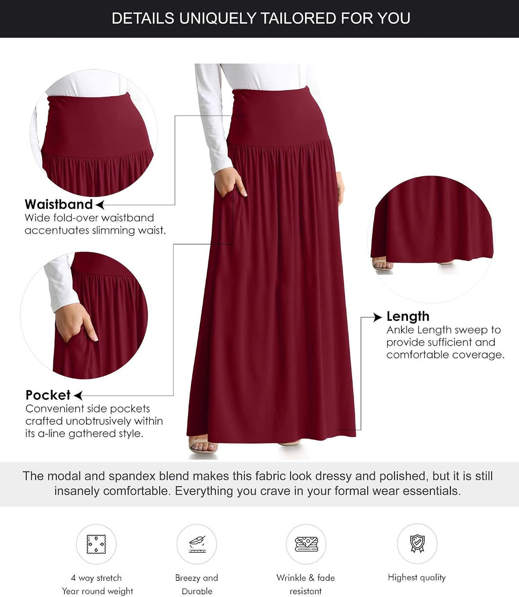 Simlu Maxi Skirts for Women Ankle Length Skirt Casual Long Skirt High Waisted Maxi Skirt Reg and Plus Size Skirt Long Skirt