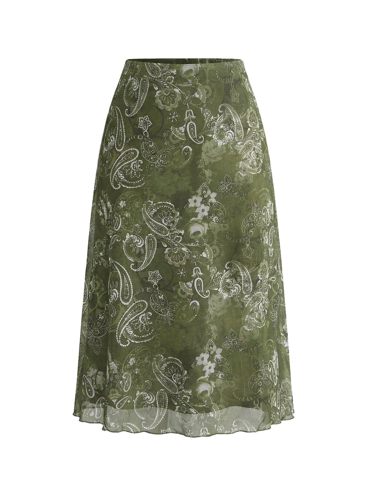 SOLY HUX Women's Plus Size Floral Mesh Midi Skirt A Line Flowy Skirts