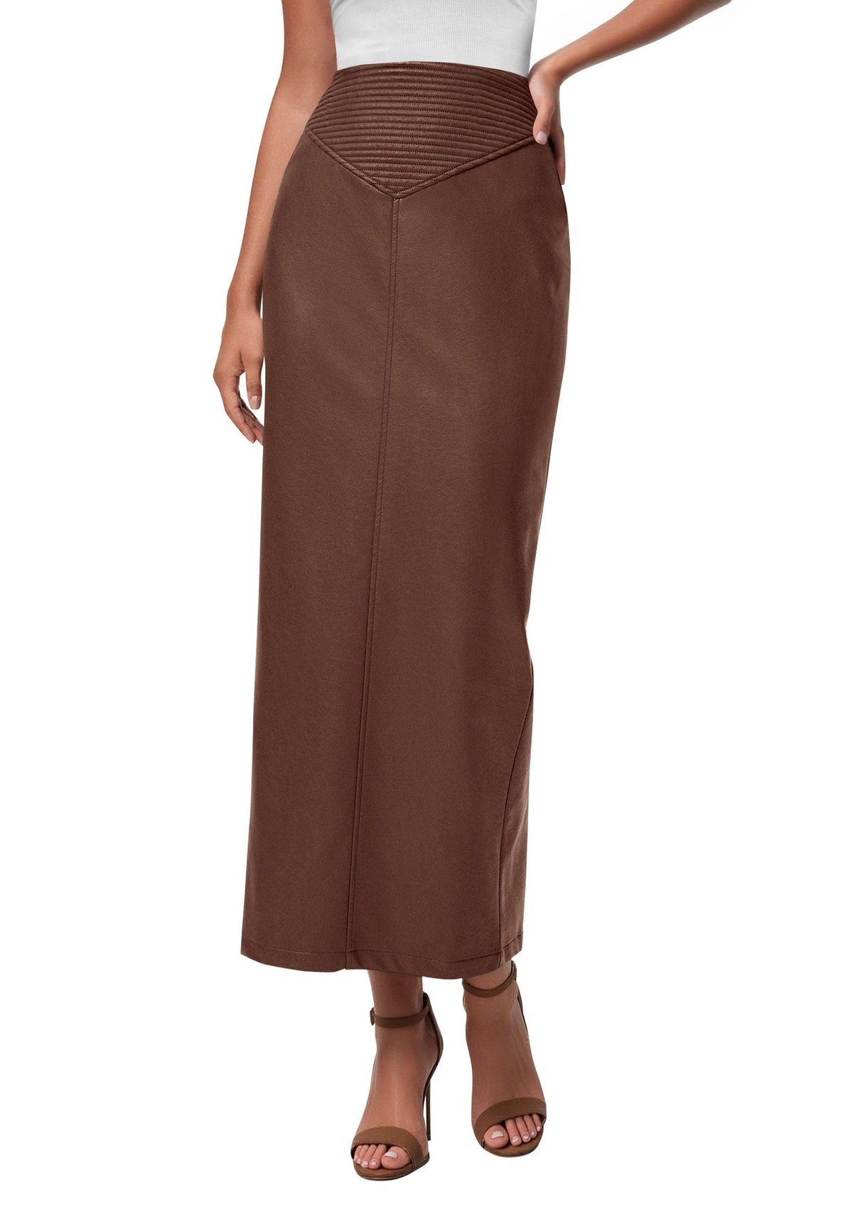 PRETTYGARDEN Women's Faux Leather High Waisted Maxi Skirts