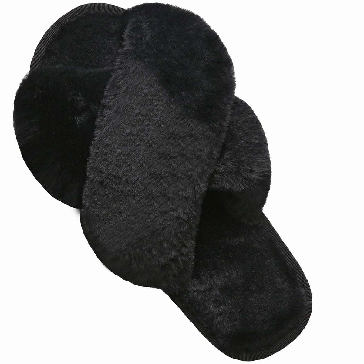 LZLER Women’s Cross Band Slippers, Soft Plush Fleece Lightweight Non Slip Open Toe Flip Flop Shoes House Indoor Outdoor Fur Fuzzy Slippers