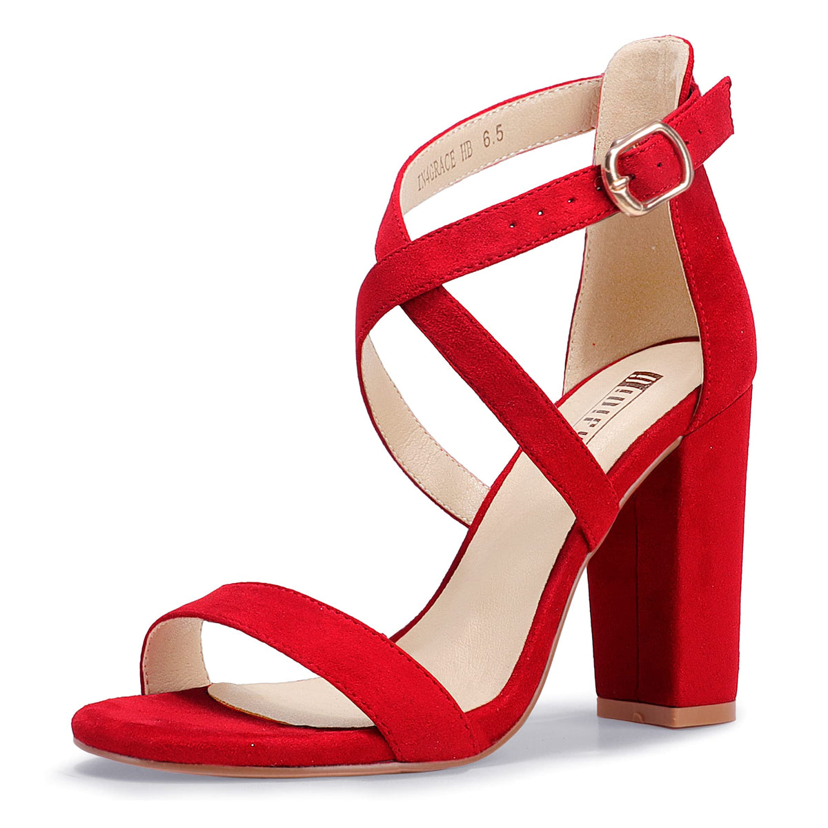 IDIFU IN4 Strappy Heels Chunky High Open Toe Ankle Strap Heeled Sandals