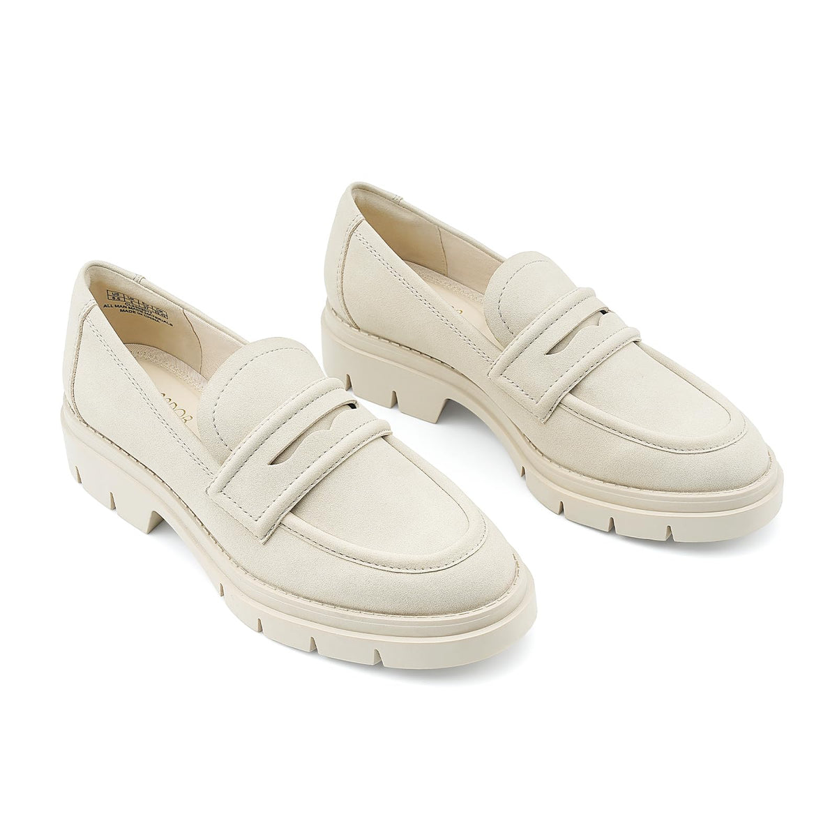 JENN ARDOR Women's Chunky Loafers Slip On Lug Sole Penny Loafer Comfort Casual Round Toe Mid Heels Platform Work Shoes