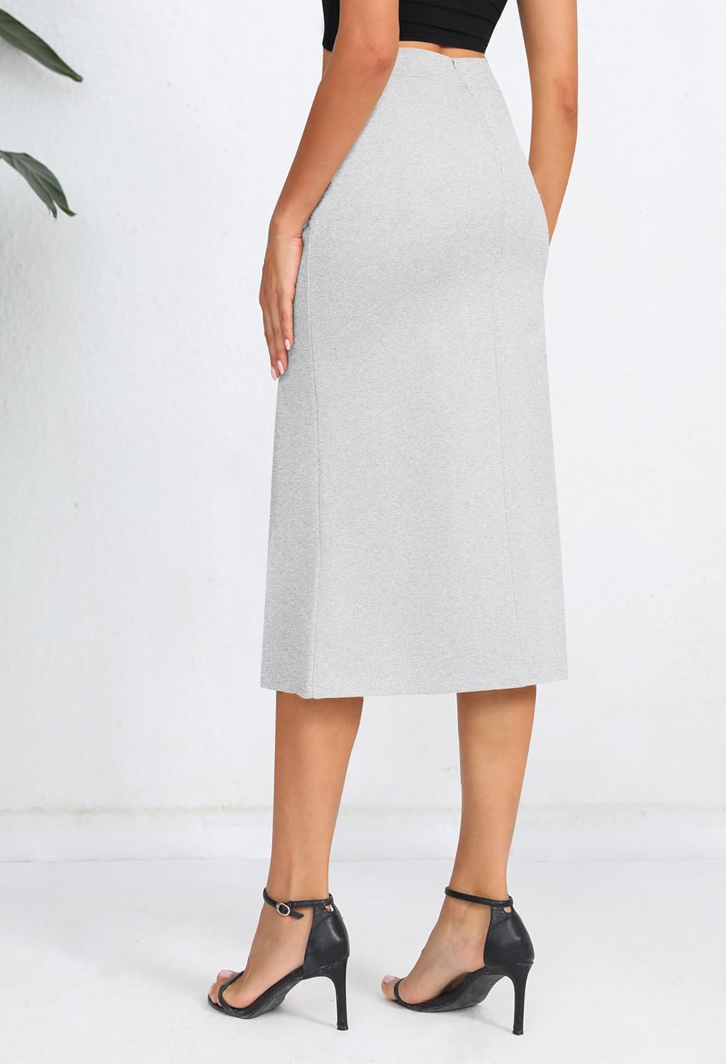Urban CoCo Women's Stretch Office Fishtail Pencil Skirt High Waist Bodycon Midi Skirt with Slit