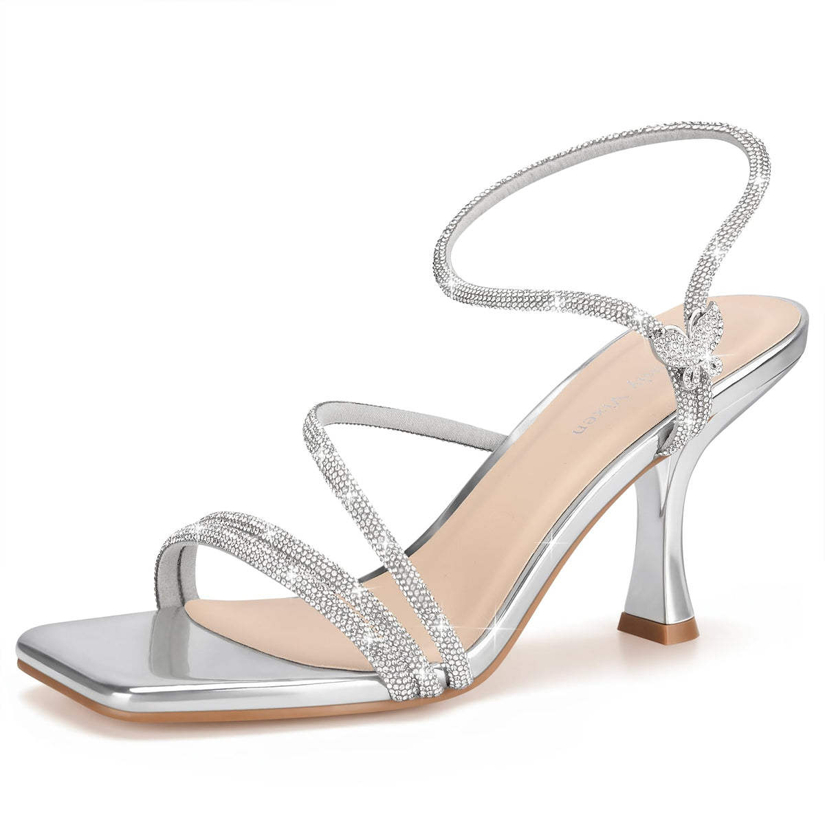 Women's Strappy Kitten Heels Square Open Toe Sandals Party Wedding Ankle Strap Shoes