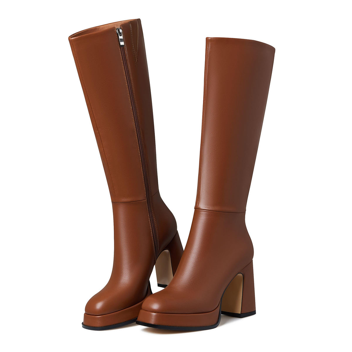 EQAUDES Platform Knee High Boots For Women Tall Fall Chunky Heel Boot
