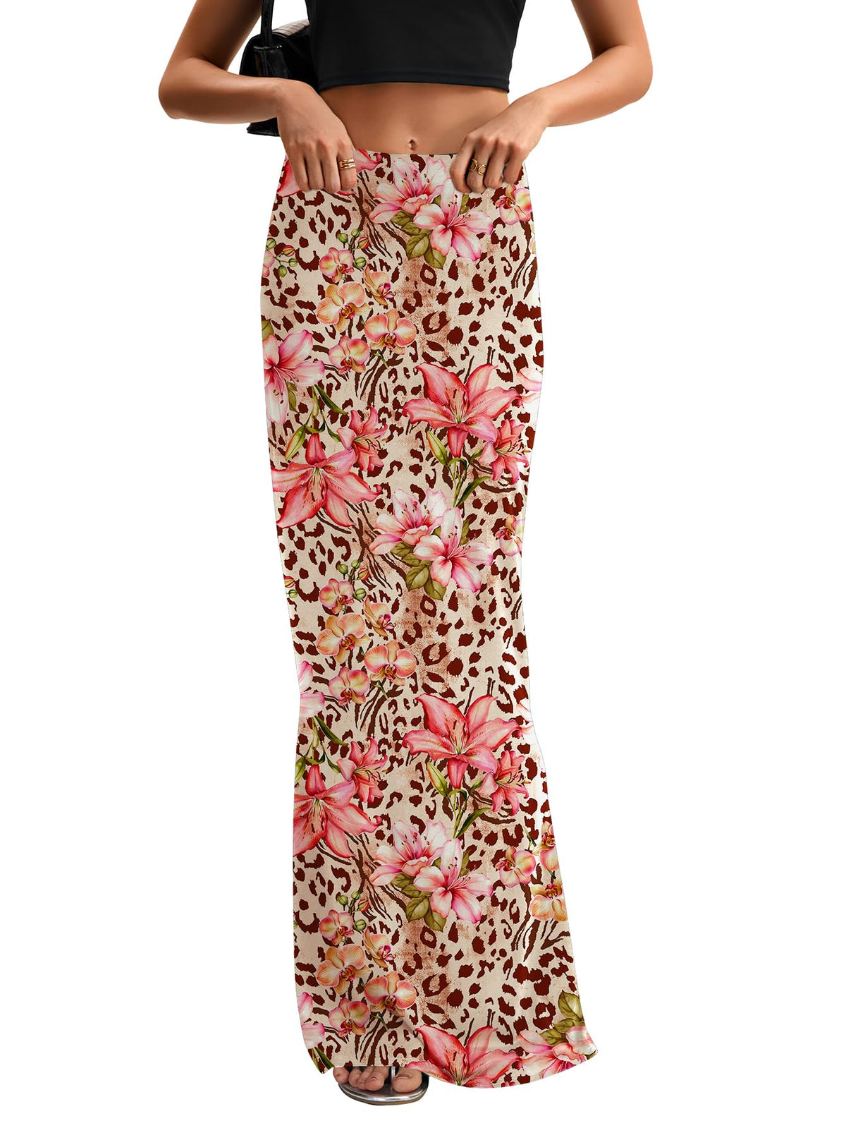 KIFOVEN Women's High Waist Elastic Flare Sexy Bodycon Basic Slim Maxi Skirt