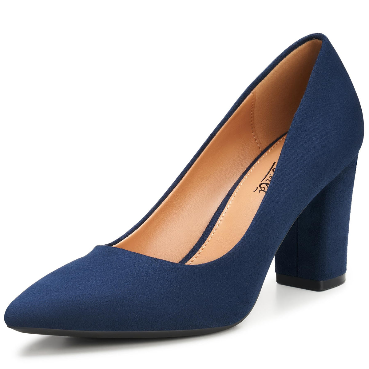 Heel The World Women's High Chunky Block Closed Toe Heels,Slip On Pointed Toe Work Dress Office Wedding Party Pumps Shoes