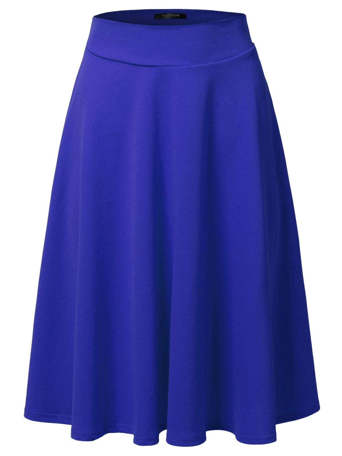 SSOULM A-Line Midi Skirt - Made in USA - Stretchy High Waisted Flare Skirts with Plus Size