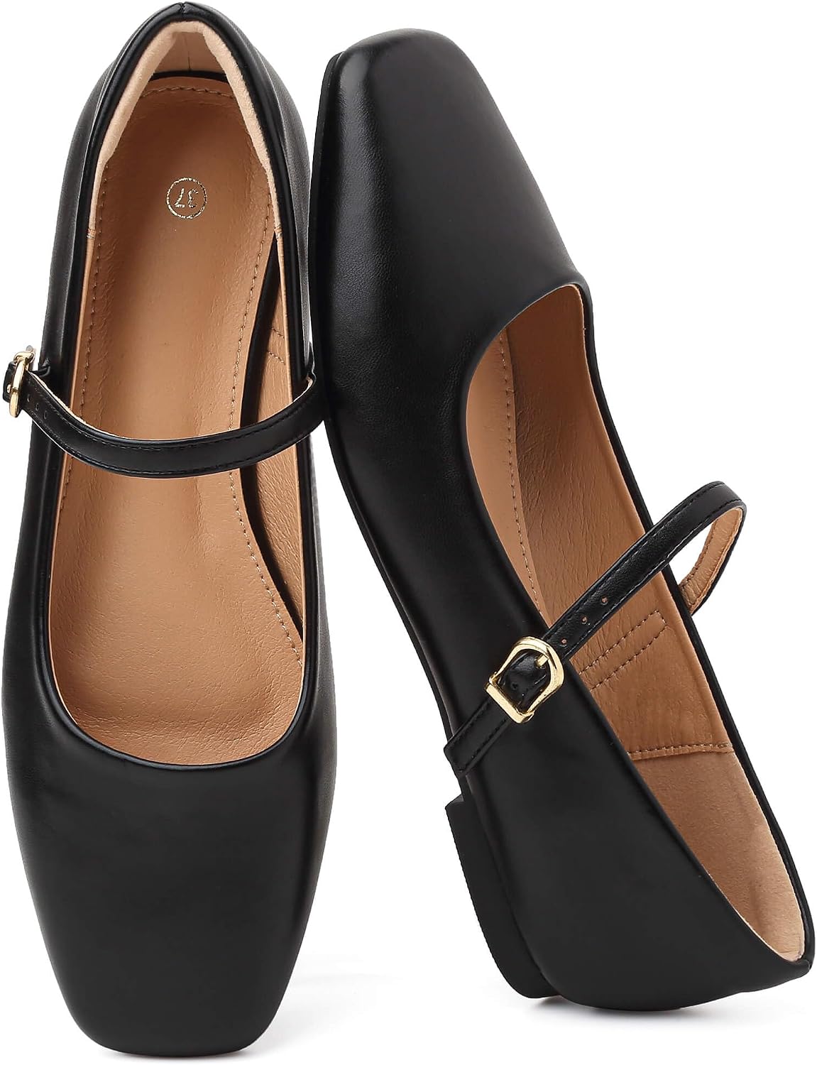 Womens Ballet Flats Mary Jane Shoes Square Toe Adjustable Strap Dress Shoes