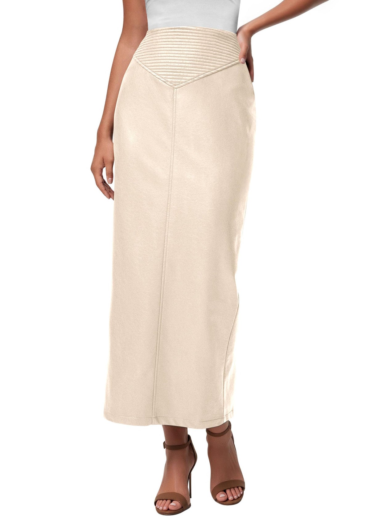 PRETTYGARDEN Women's Faux Leather High Waisted Maxi Skirts