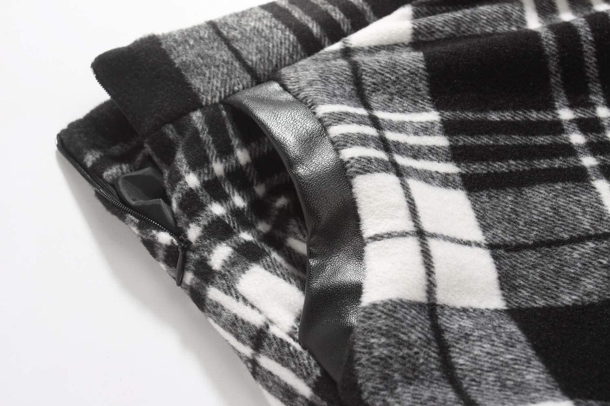 IDEALSANXUN Womens Plaid Wool Skirts Elastic Waist A-Line Pleated Tartan Long Skirts