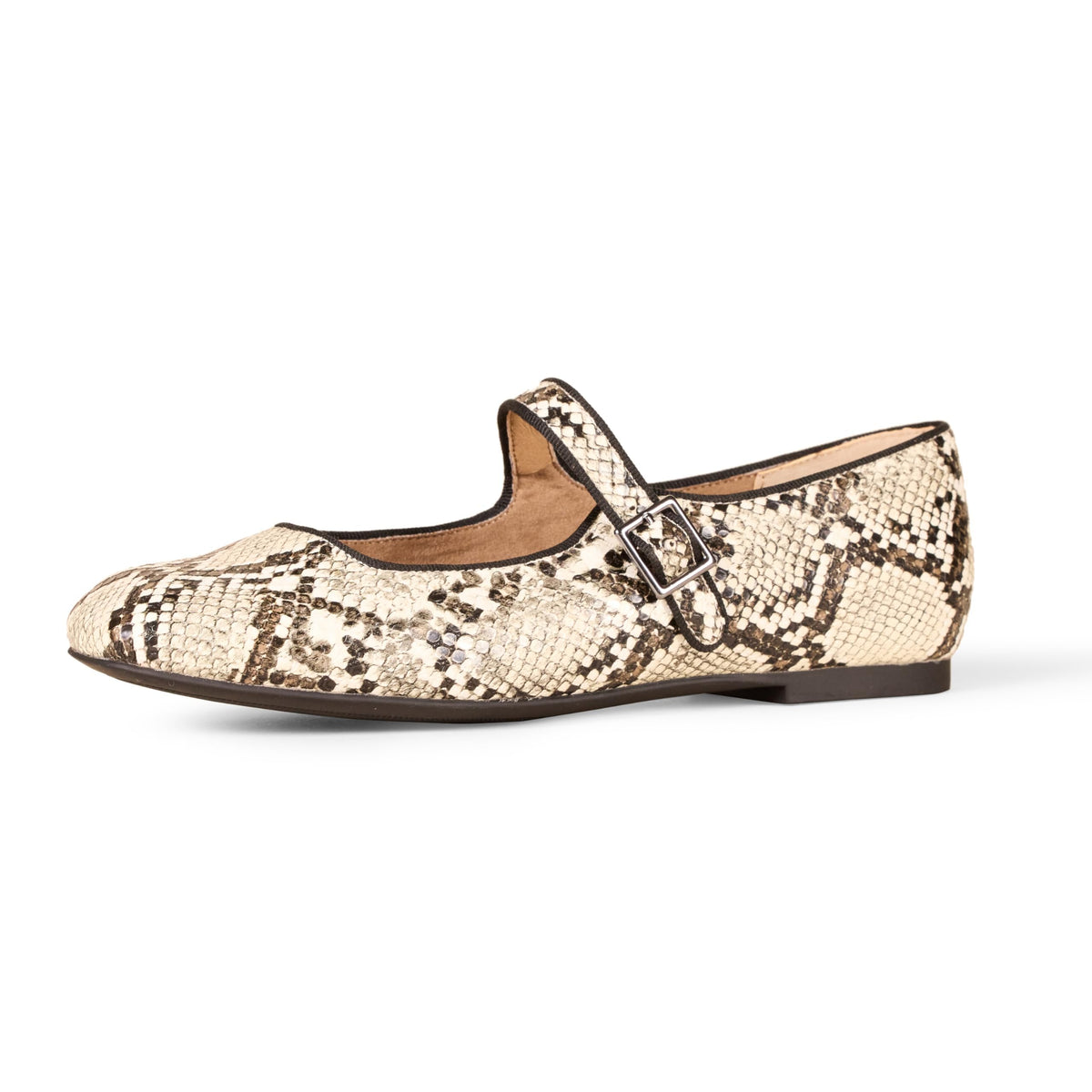 Amazon Essentials Women's Square-Toe Mary Jane Ballet Flat with Adjustable Metal Buckle Strap, Non-Slip Low Heel, Cushioned