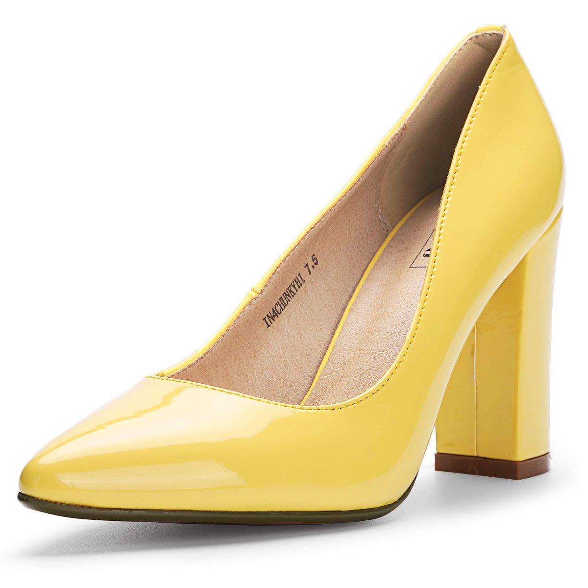 IDIFU Women's IN4 Chunky High Heels Closed Pointed Toe Pumps