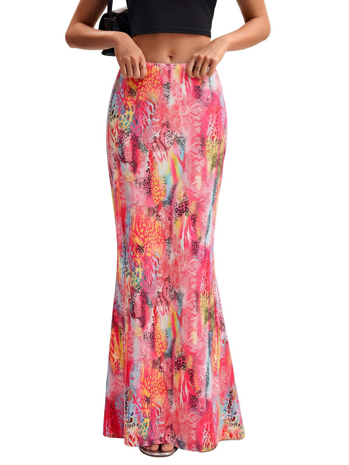 KIFOVEN Women's High Waist Elastic Flare Sexy Bodycon Basic Slim Maxi Skirt