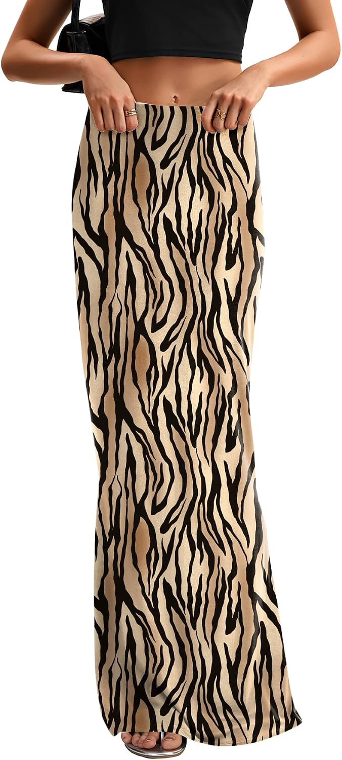 KIFOVEN Women's High Waist Elastic Flare Sexy Bodycon Basic Slim Maxi Skirt