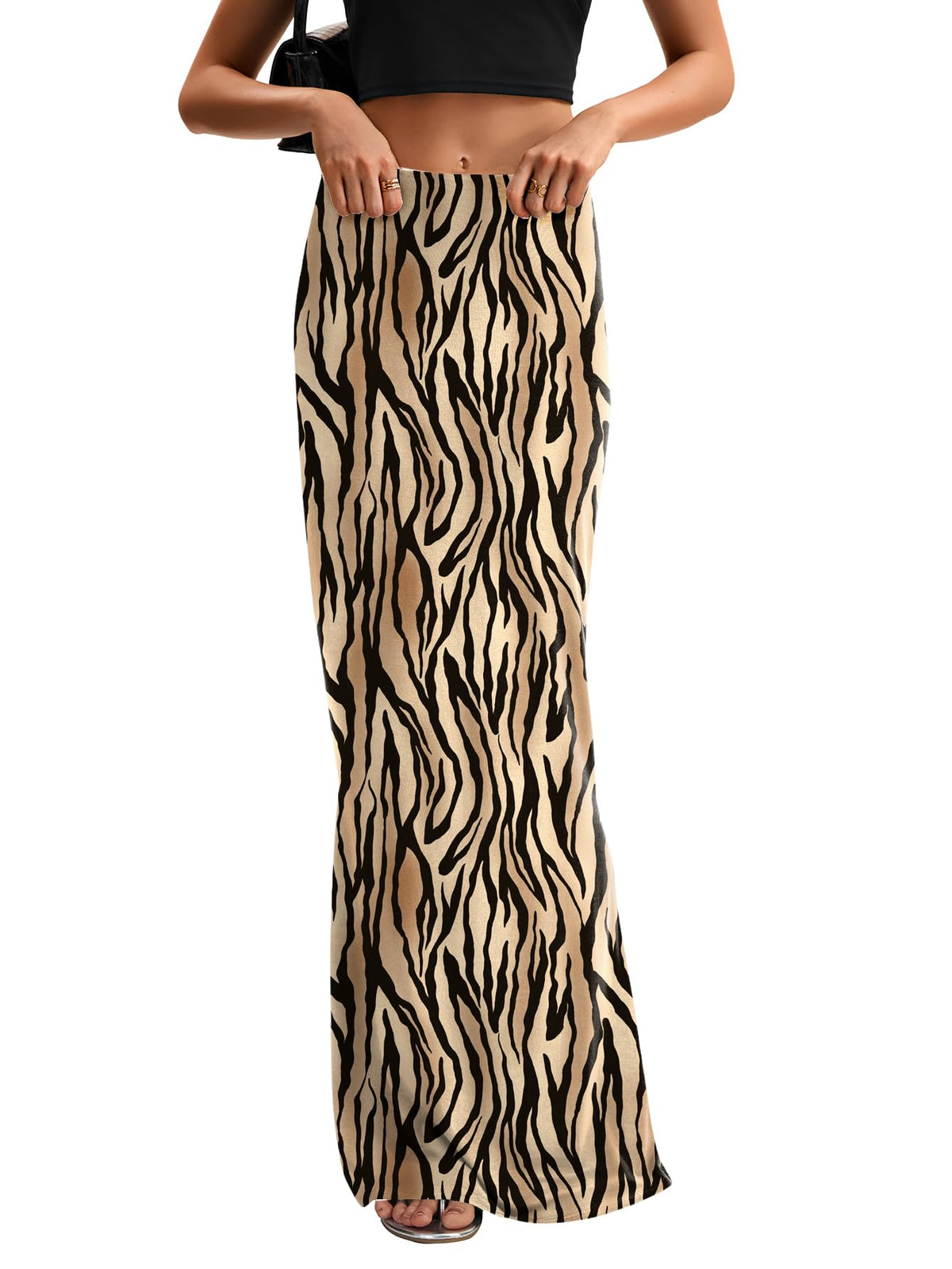 KIFOVEN Women's High Waist Elastic Flare Sexy Bodycon Basic Slim Maxi Skirt