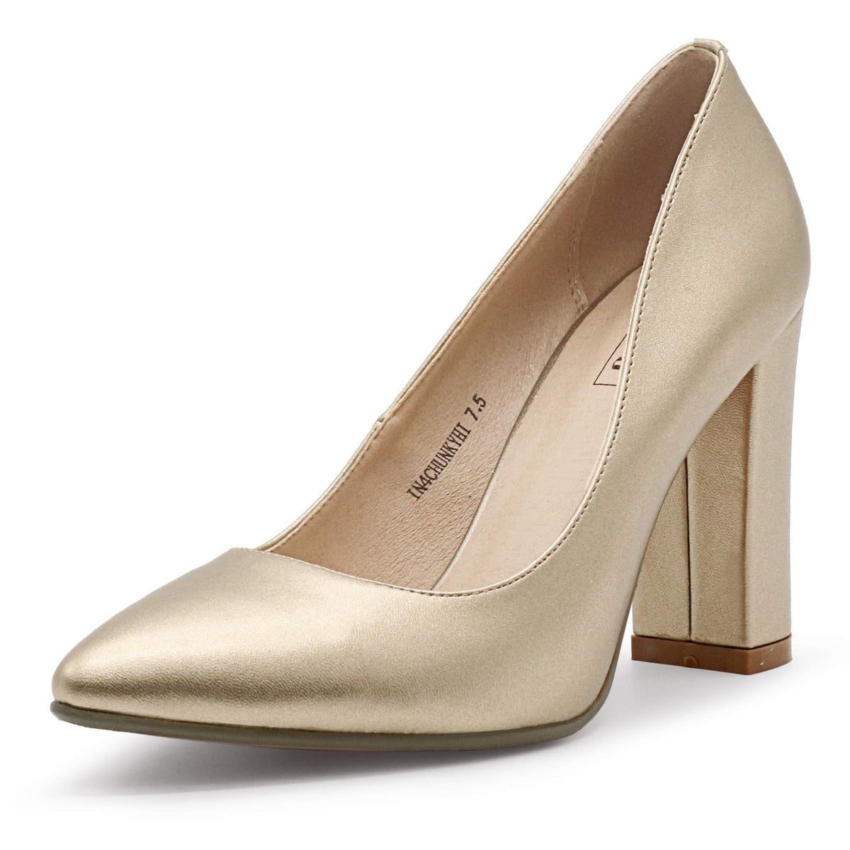 IDIFU Women's IN4 Chunky High Heels Closed Pointed Toe Pumps