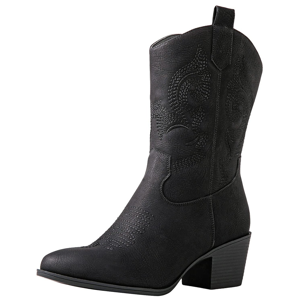 GLOBALWIN Cowboy Boots for Women, Mid-Calf Western Style