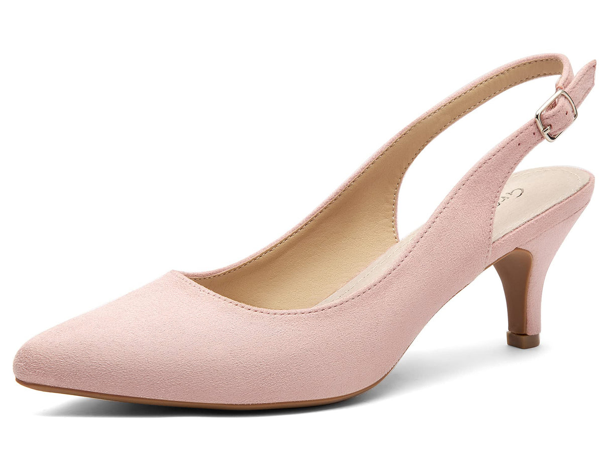 Greatonu Women's Kitten Heels Pointed Toe Slingback Dress Pumps Shoes