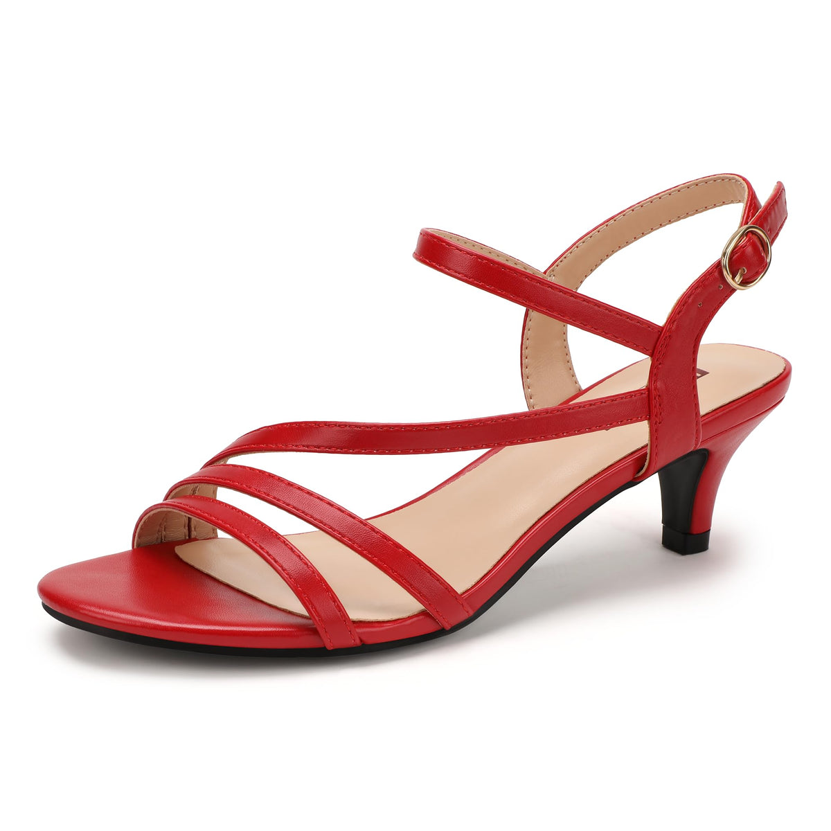 IDIFU Women's Dressy Strappy 2 Inch Low Kitten Heels Open Toe Heel Sandals