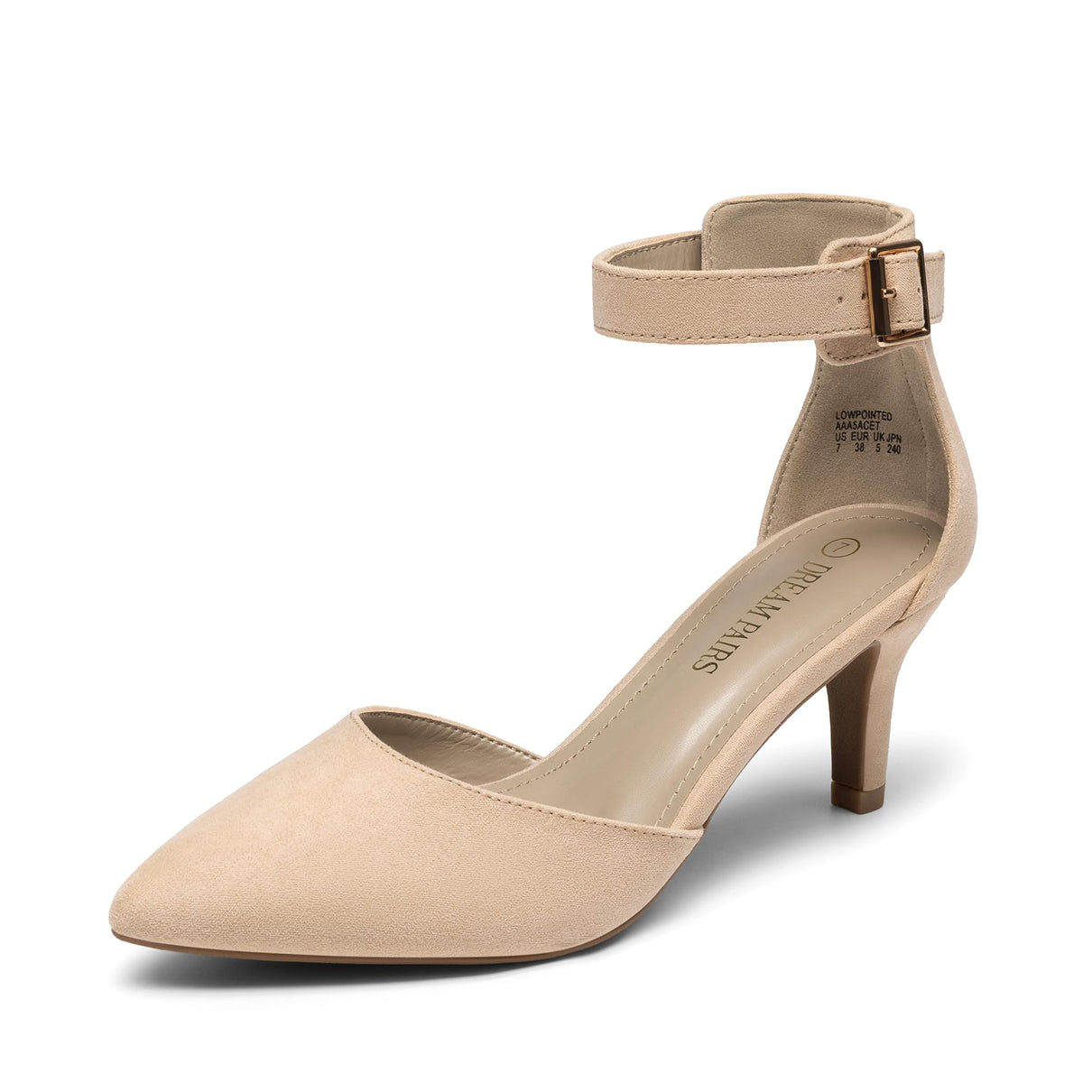 DREAM PAIRS Women's Kitten Heels Ankle Strap Pumps