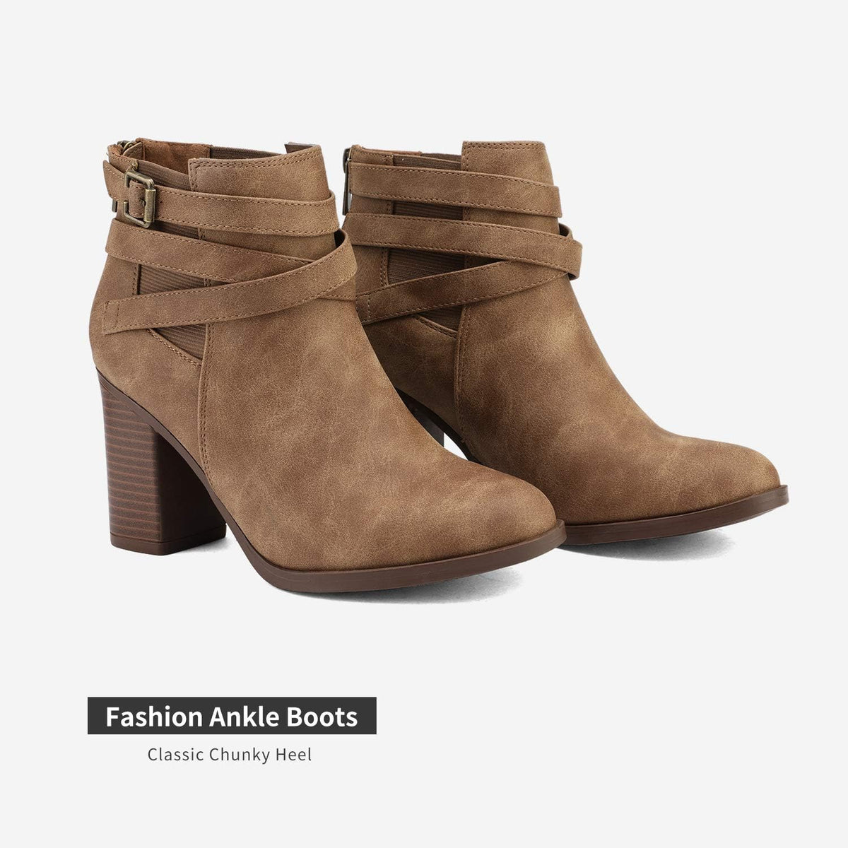 DREAM PAIRS Women's Chunky High Heel Ankle Booties Shoes