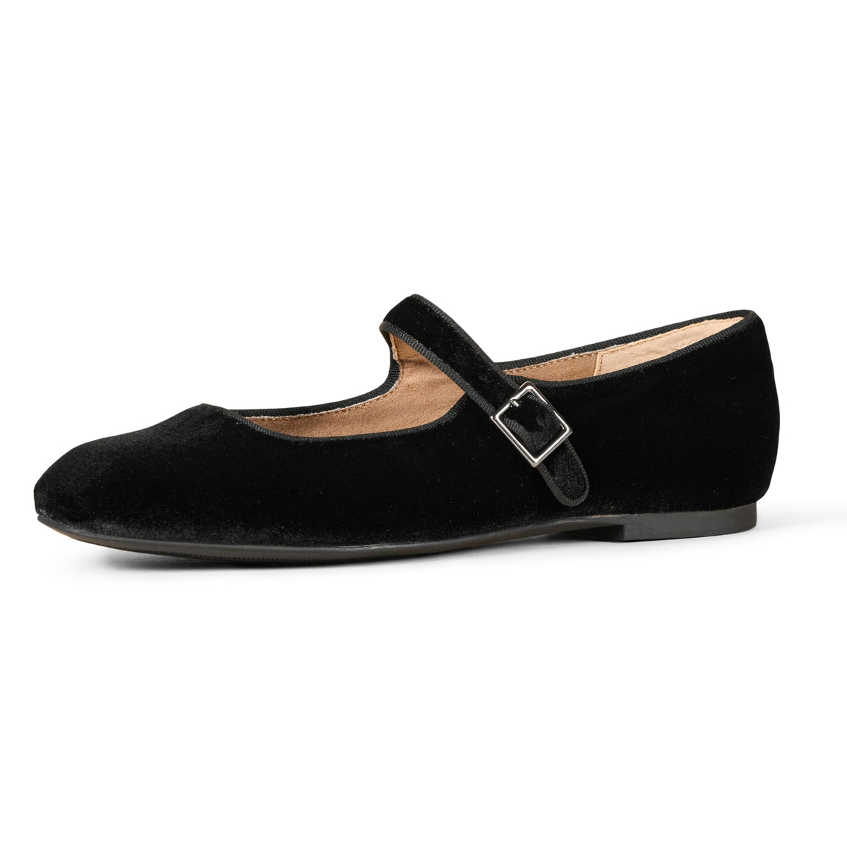Amazon Essentials Women's Square-Toe Mary Jane Ballet Flat with Adjustable Metal Buckle Strap, Non-Slip Low Heel, Cushioned