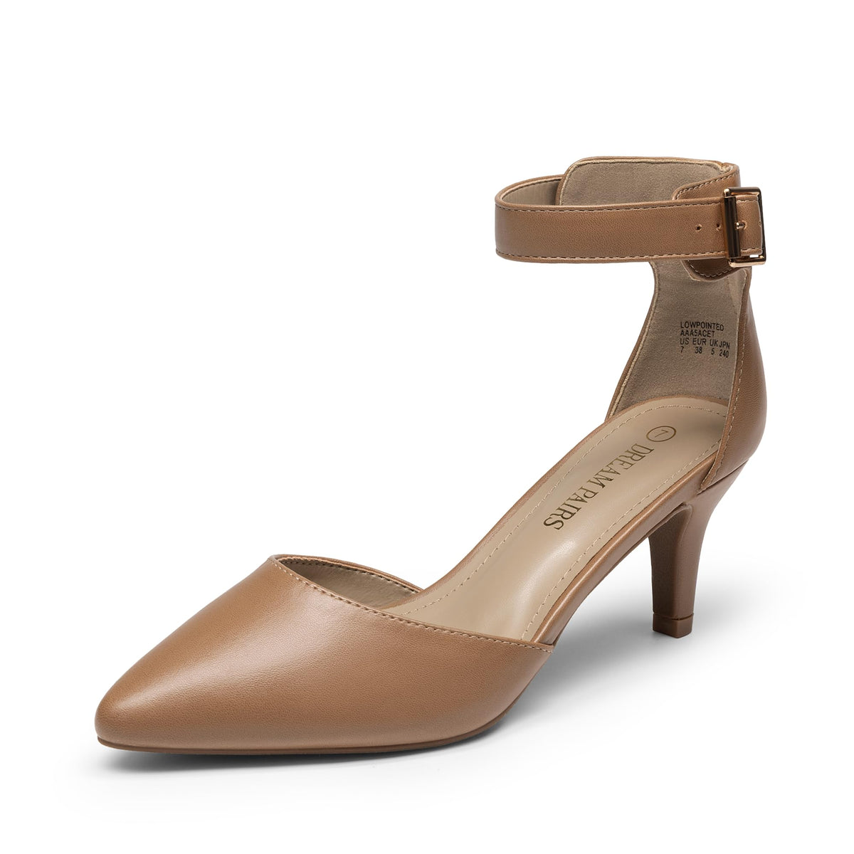 DREAM PAIRS Women's Kitten Heels Ankle Strap Pumps