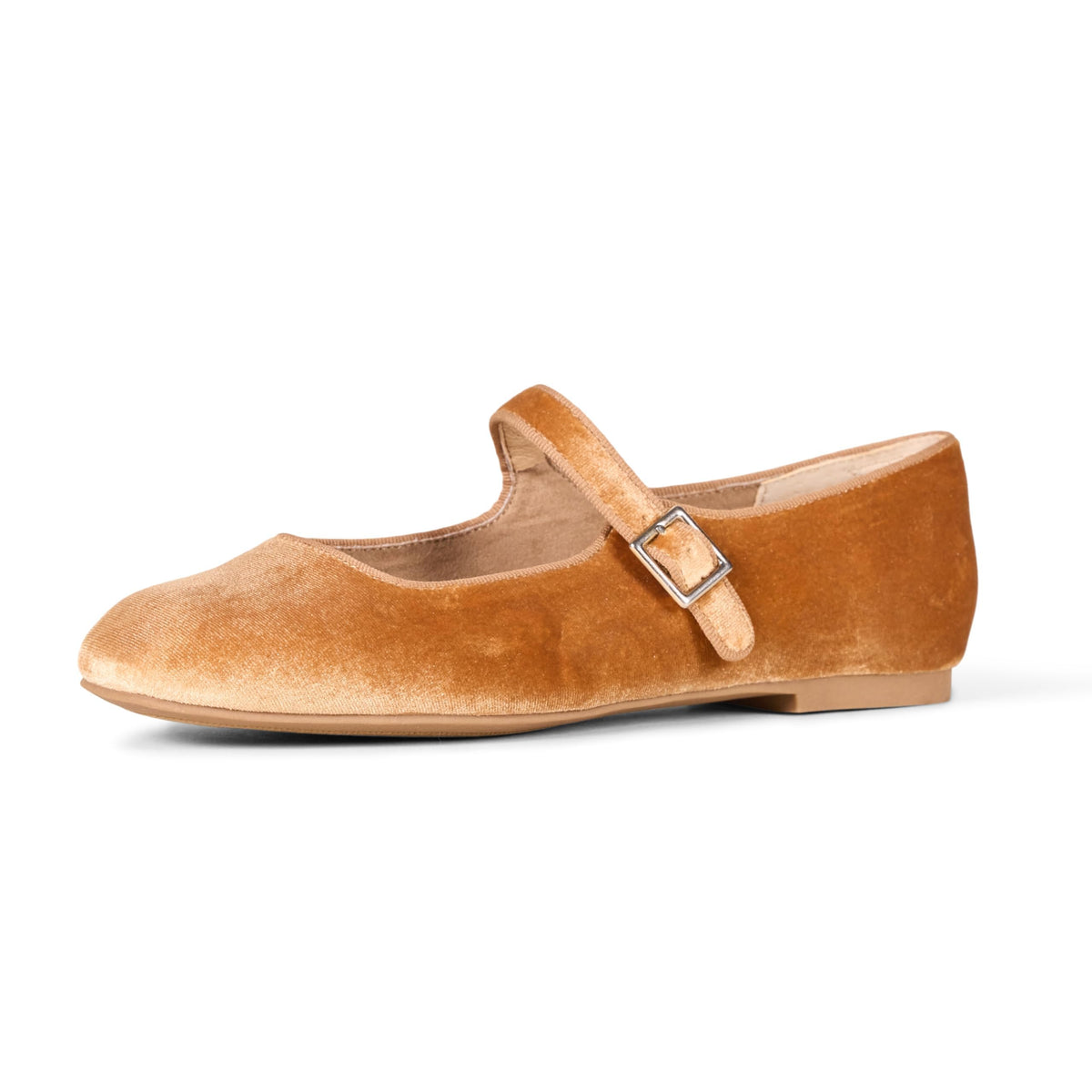 Amazon Essentials Women's Square-Toe Mary Jane Ballet Flat with Adjustable Metal Buckle Strap, Non-Slip Low Heel, Cushioned