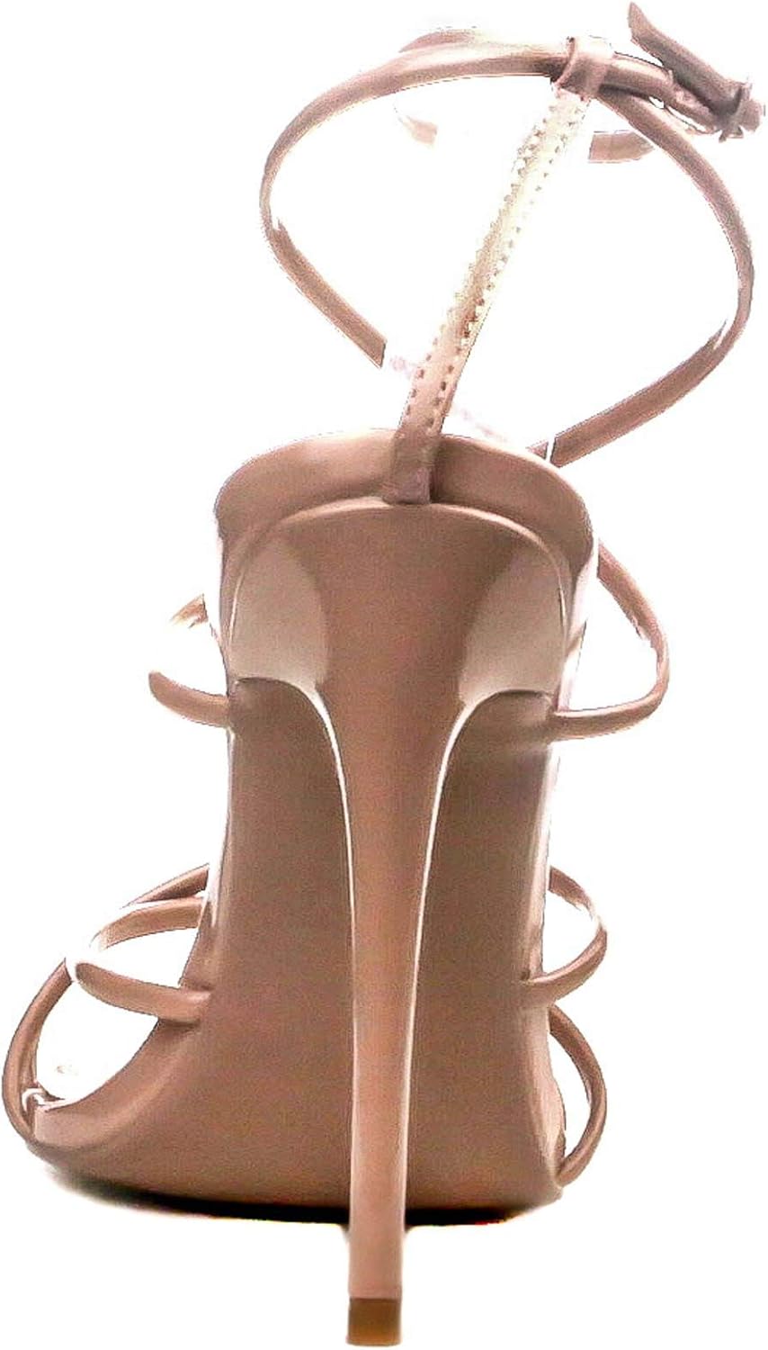 Cape Robbin Women's Strappy Pointy Open Toe Ankle Strap Stiletto Sandal-Ada
