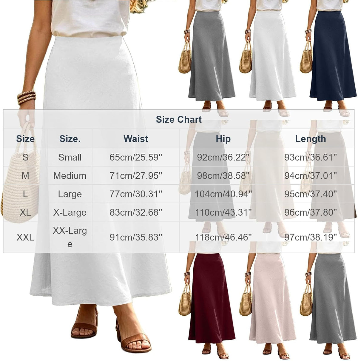 Women's Linen Maxi Skirt High Waisted Long Skirts for Women