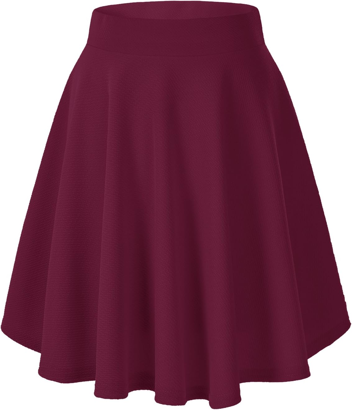 Urban CoCo Women's Basic Midi Skirt Versatile Stretchy Flared Casual High Waisted Skirt