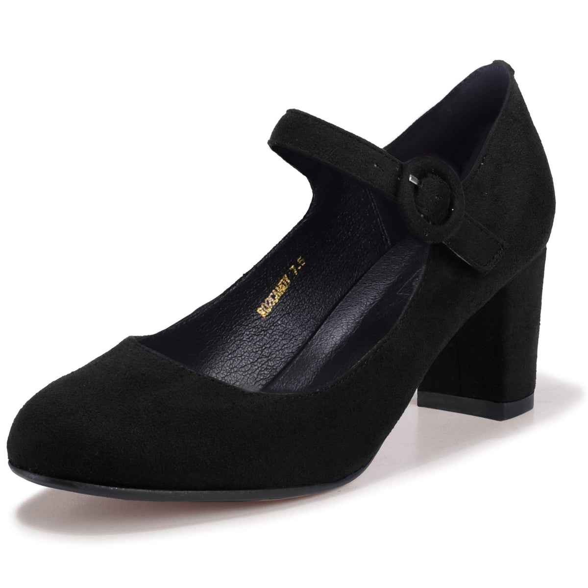 IDIFU Women's Mary Jane Dress Shoes Low Block Closed Round Toe Heels