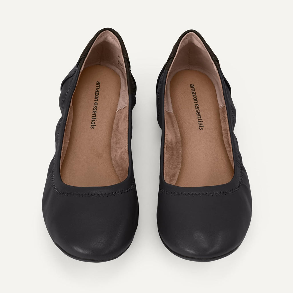 Amazon Essentials Women's Comfortable Round Toe Ballet Flats, Cushioned Memory Foam