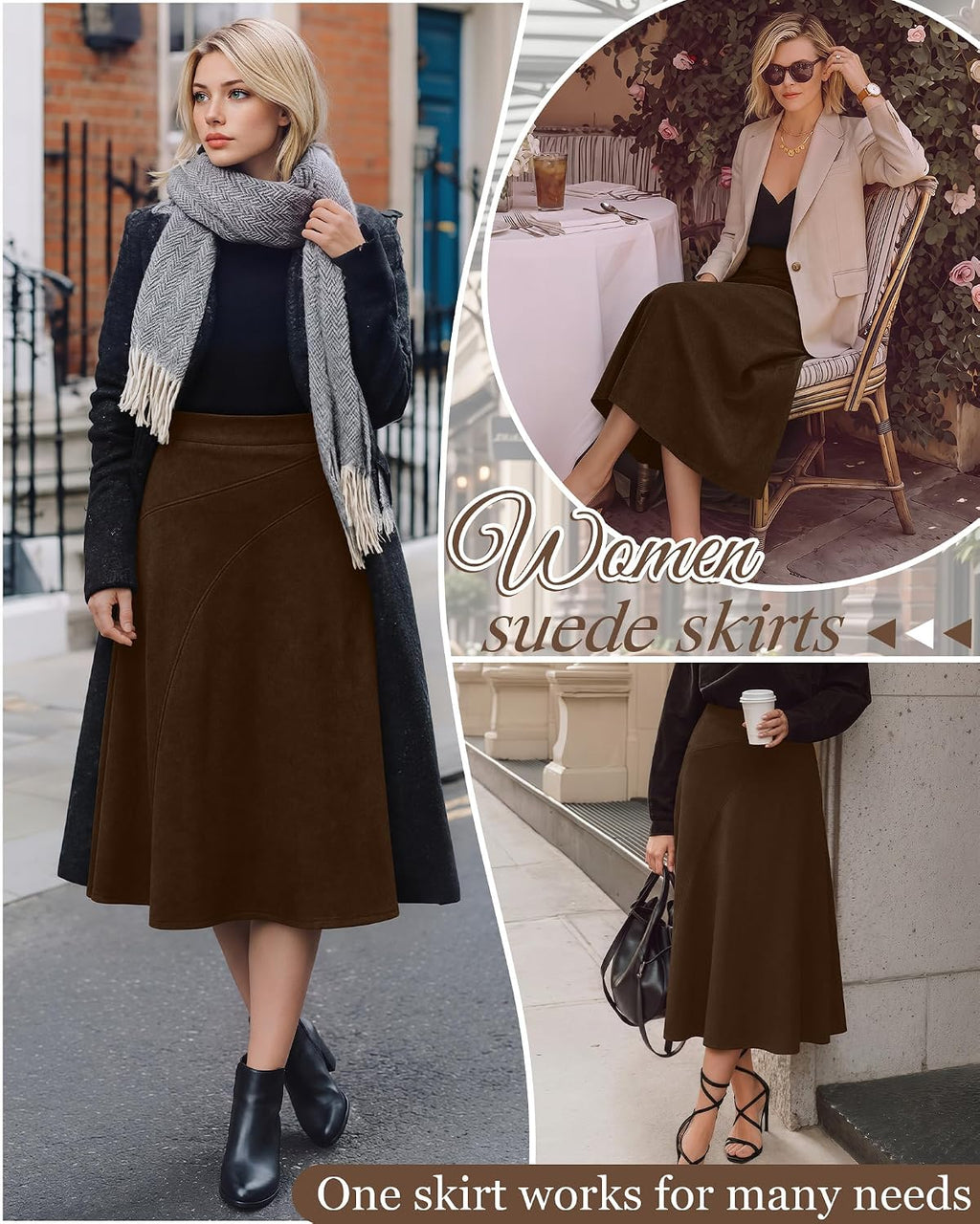 Neer Women’s High Waisted Skirt A Line Midi Skirt
