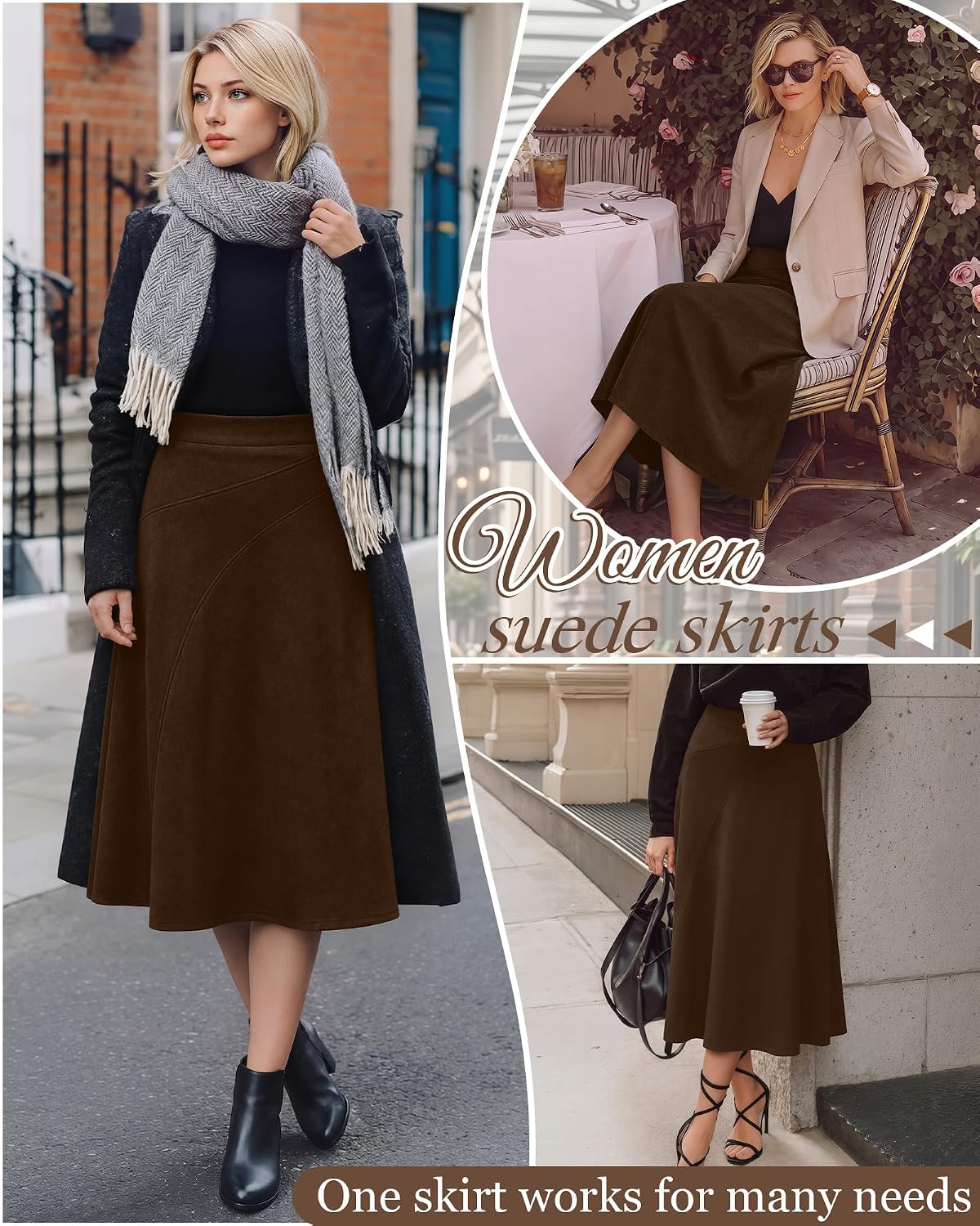 Neer Women’s High Waisted Skirt A Line Midi Skirt
