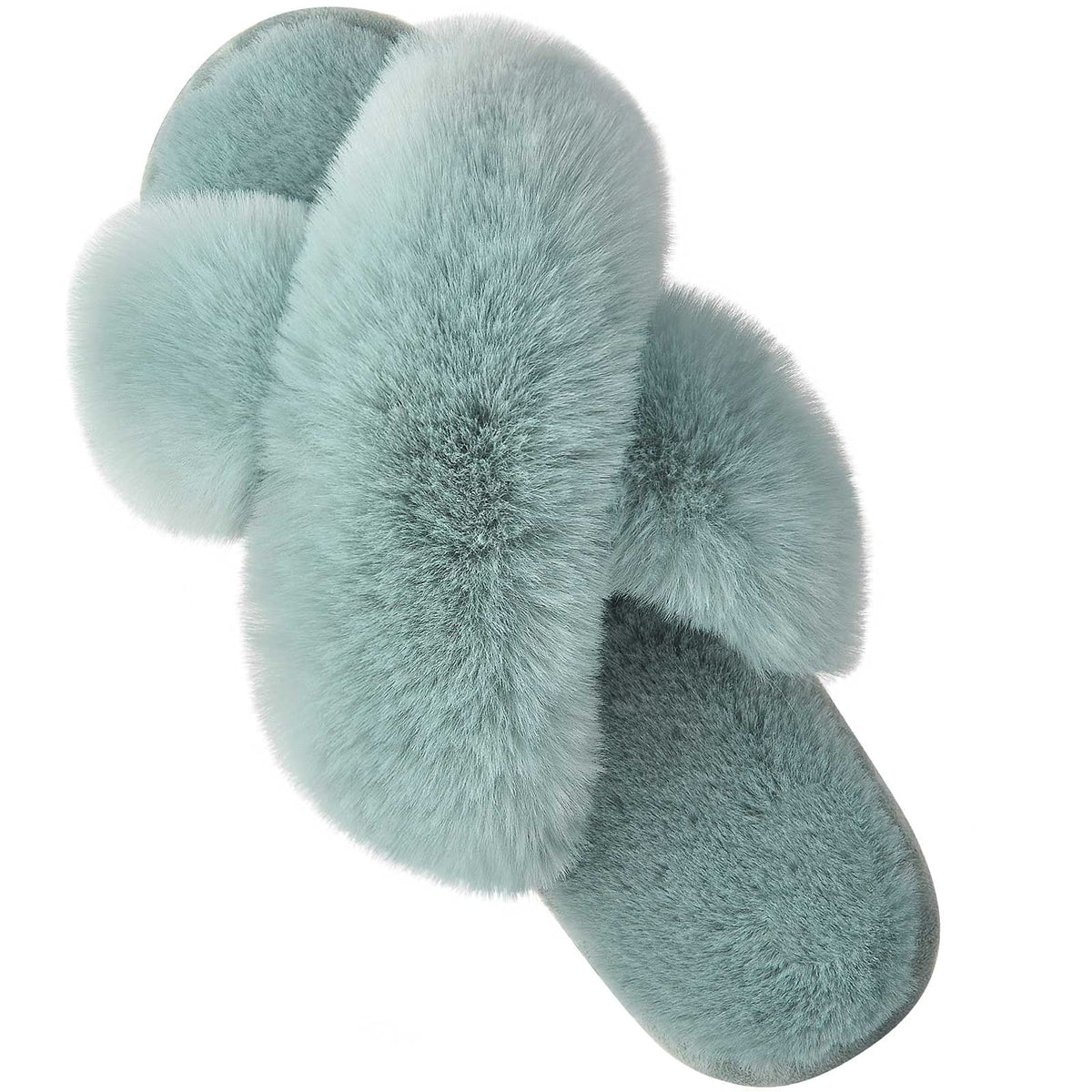 Parlovable Women's Cross Band Slippers Fuzzy Open-Toe Memory Foam