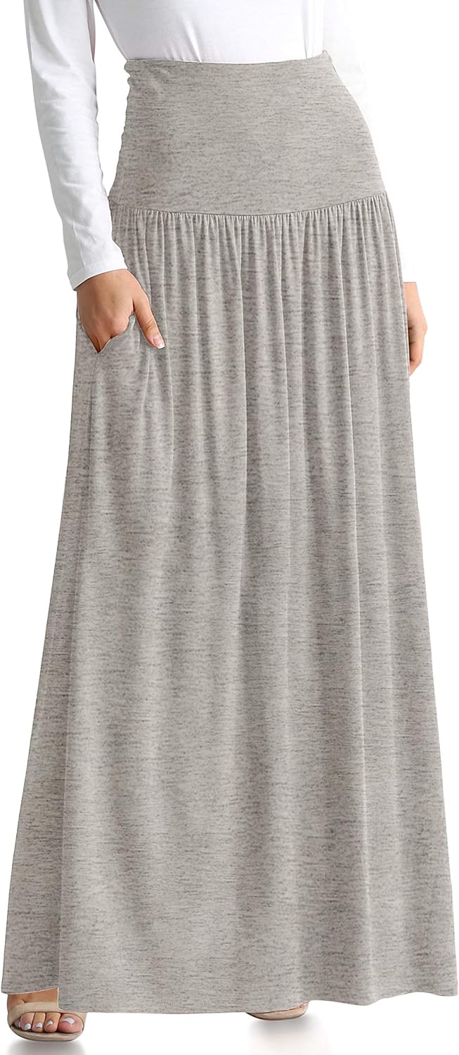 Simlu Maxi Skirts for Women Ankle Length Skirt Casual Long Skirt High Waisted Maxi Skirt Reg and Plus Size Skirt Long Skirt