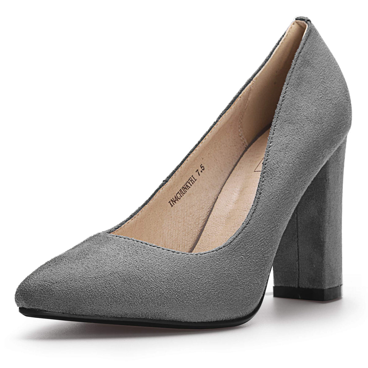 IDIFU Women's IN4 Chunky High Heels Closed Pointed Toe Pumps