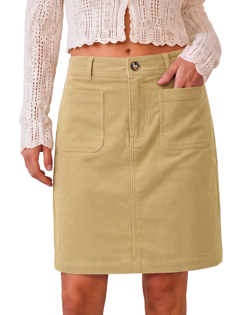LookbookStore Corduroy Skirts for Women High Waisted Stretchy Short Skirts