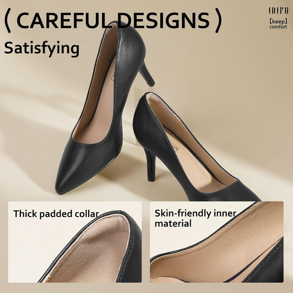 IDIFU High Closed Toe Heels Women's Pumps Pointed Stiletto Dress Shoes